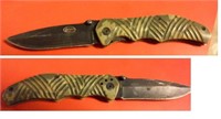 Large 8 inch folding pocket knife w camo grips