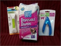 Dog Bone, Nail Clippers & Disposable Diapers