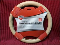 Auto Drive Tan Stitched Steering Wheel Cover
