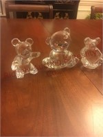 Lot of 3 either glass or crystal bears - tallest s