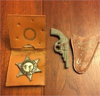Vintage rodeo souvenir and Wild Bill Hickock badge