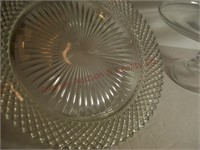 clear glass cake plate  and stand