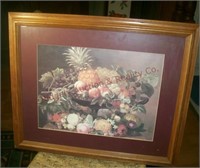 19 x 23 inch framed fruit/ floral print