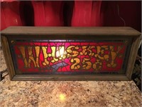 Vintage whiskey 25 cents bar sign/ lighted- 17 ins