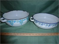 2pc Vintage Czech Enamel Ware Bowls / Basin