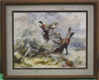 SIGNED PHEASANT OIL PAINTING !  FRONT
