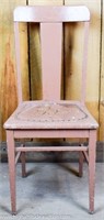Antique Primitive Oak Painted T-Back Chair