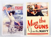 (2) Miniature Advertising Posters - Navy