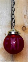 Art Deco Ruby Red Glass Exit Globe Hanging Light