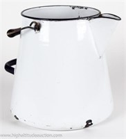 Vintage White Enamelware Coffee Pot w/ Handle