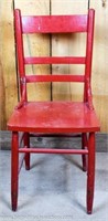 Red Primitive Ladder Back Chair