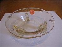 Vintage Yellow Depression Glass 3 Footed Dish/Bowl