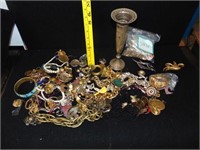 Sterling Vase & Tons OF Costume Jewelry