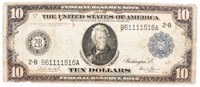Coin 1914 $10 Federal Reserve Note Blue Seal VG