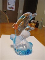 Dolphin Glass Paperweight 5&5/8" tall