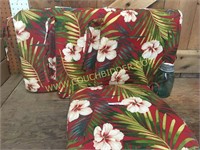 4 like-new tropical themed outdoor chair cushions