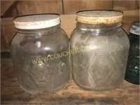 Pair of old glass coffee jars