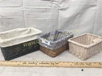 Asst fabric lined storage/sorting baskets
