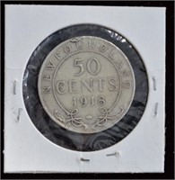 1918 C Newfoundland .50c Silver Coin