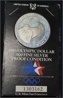 1983 US $1 Olympic .900 Silver Proof Coin