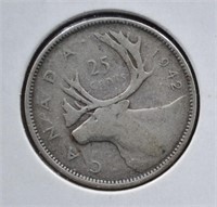 1942 CAD .25c Silver Coin