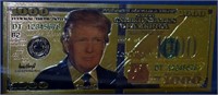 Novelty $1000 Trump US Gold Foil Fantasy Note