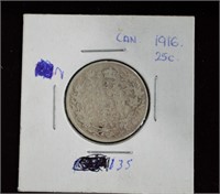 1916 CAD .25c Silver Coin