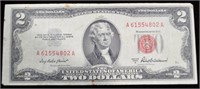 1953 Series A  Red Seal USD $2 Banknote