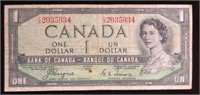 1954 CAD $1 Devil's Face prefix C/A