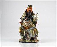 CHINESE FAMILLE ROSE PORCELAIN WARRIOR FIGURE