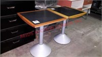 Square tables with metal bases