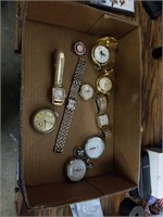 Box of watches and pocket watches