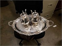 Wallace Baroque silver plated tea service three