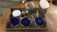 BOX OF GLASS CANISTERS W/LIDS