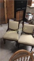 SET OF 2 UPHOLSTERED WOOD CHAIRS