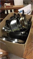 LARGE SET OF STAINLESS STEEL POTS & PANS