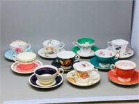 Aynsley- 10 sets cups/ saucers- various