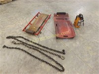 PNEUMATIC / AIR BOTTLE JACK, 2 CREEPERS, 2 CHAINS