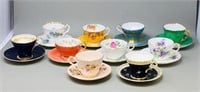 Aynsley - 10 sets cups/ saucers- various