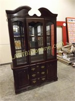 LIGHTED 2 PIECE CHERRY CHINA CABINET