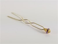 14K GOLD AND AMETHYST VICTORIAN HAIRPIN