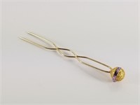 14K GOLD AND AMETHYST VICTORIAN HAIRPIN