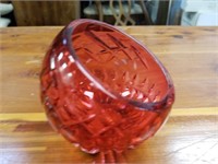 WATERFORD CLEO CRYSTAL RED ANGLED BOWL