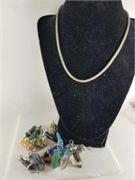 LARGE LOT OF STONE PENDANTS AND NECKLACE