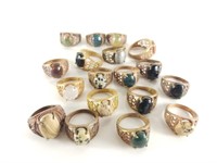 LARGE LOT OF STONE RINGS