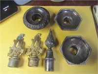 5 Candlelabra Drio Cups & Finial Toppers-Cast &