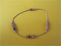Sterling Beaded & Pink Beads Bracelet