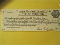 Vtg. Sears Roebuck & Co. Refund Voucher 3 Cents