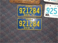 MATCHED PAIR OF 1972 OHIO FARM LICENSE PLATES