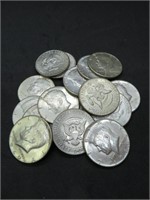 Lot of 17 Kennedy Half Dollars 1966-1969
